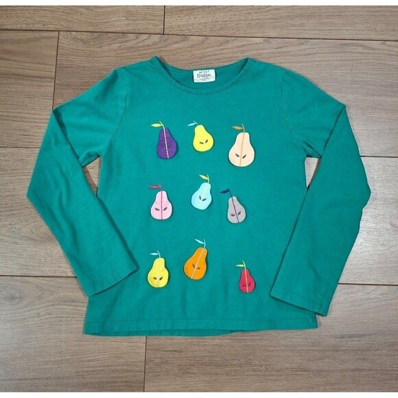 Mini Boden Pear Applique Long Sleeve Top, 100% Cotton - Picture 1 of 5
